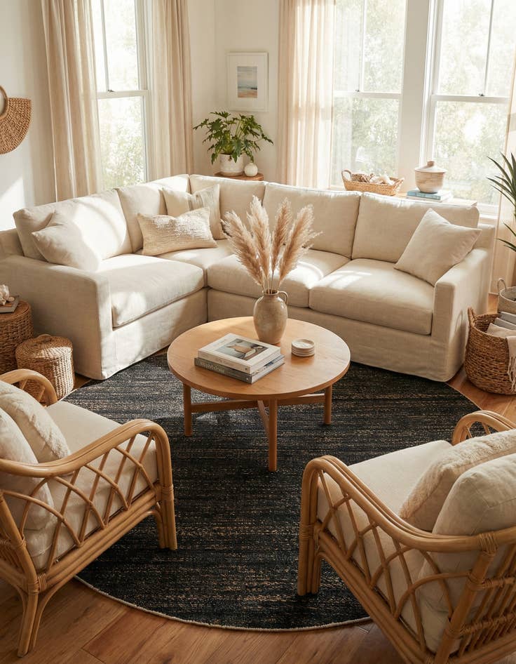 Detail image of 7' 10 x 7' 10  Hand Woven Palm Beach Jute Round Rug