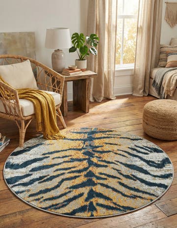 Light Brown Kamala Washable Round Rug