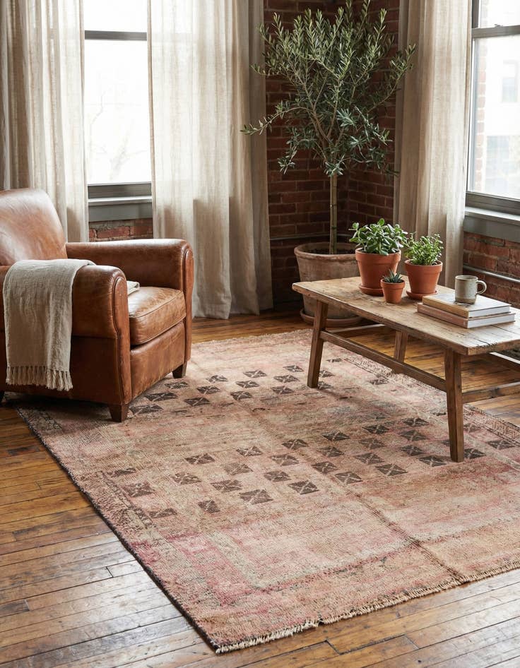 Detail image of 3' 10 x 5' 10  Hand Knotted Ultra Vintage Persian Wool Rug