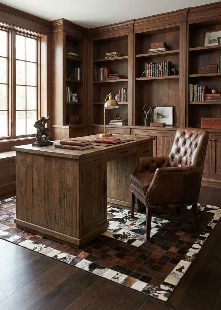 5' 1 x 8' Cowhide Leather Rug