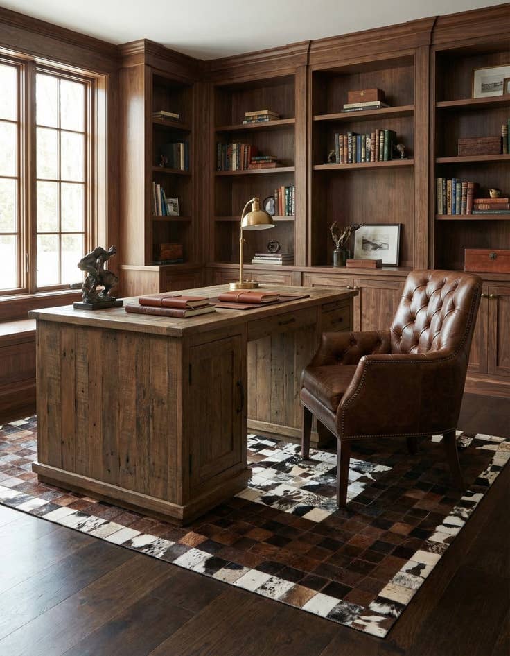 Detail image of 5' 1 x 8' Cowhide Leather Rug