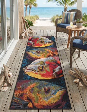 2' x 6' Easy-Clean Coastal Indoor / Outdoor Runner Rug