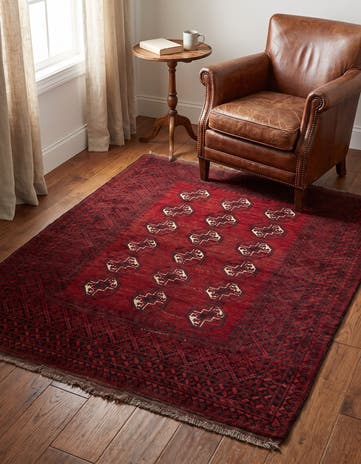 4' 2 x 5' 3 Hand Knotted Afghan Ersari Wool Rug