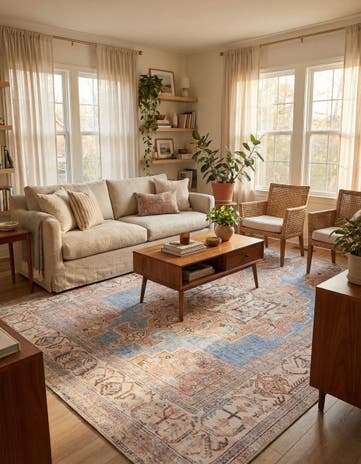 Blue Washable Timeless Rug