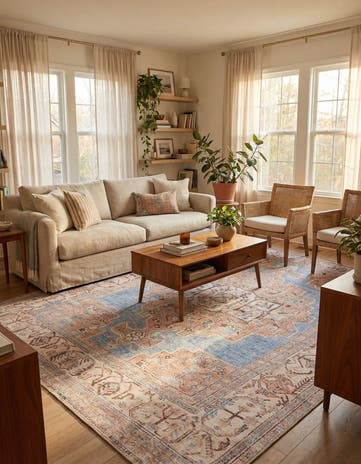 Blue Washable Timeless Rug