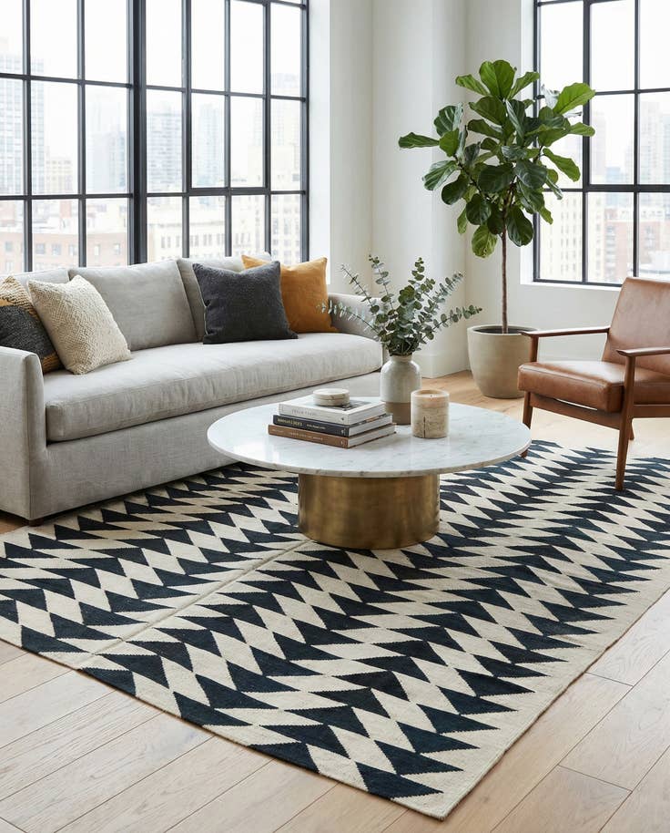 Detail image of 6' 9 x 9' 6 Hand Woven Kilim Modern Wool Rug