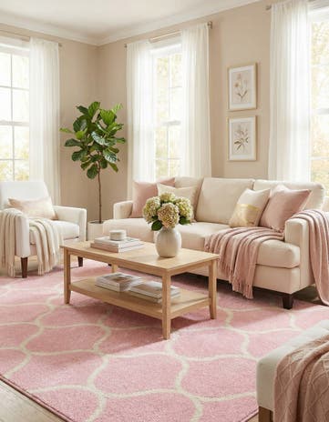 Light Pink Trellis Frieze Rug