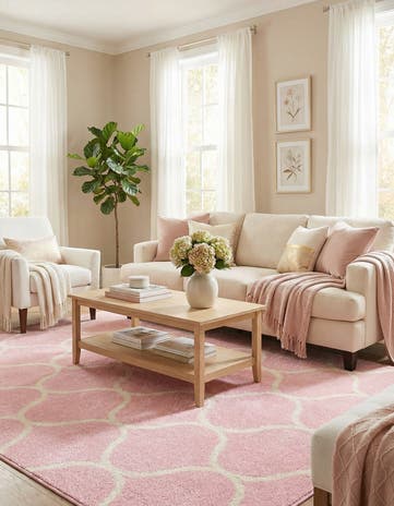Light Pink Trellis Frieze Rug