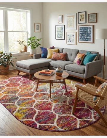 6' x 9' Trellis Frieze Oval Rug