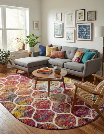 6' x 9' Lattice Frieze Oval Rug