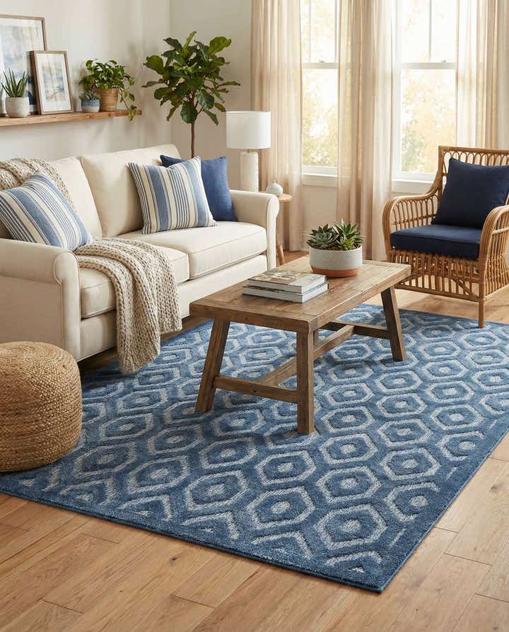 6' x 9' Easy-Clean Trellis Textured Indoor / Outdoor Rug