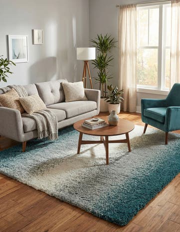 Teal Soft Touch Shag Square Rug
