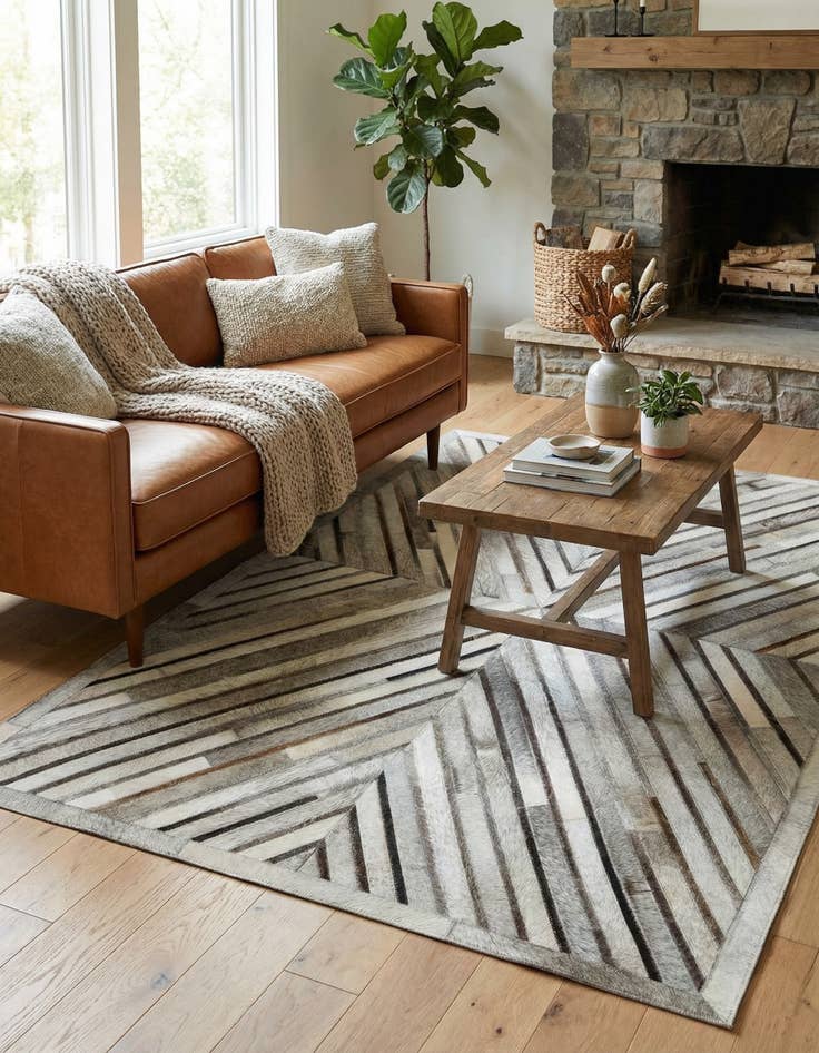 Detail image of 4' 1 x 6' 1 Cowhide Leather Rug