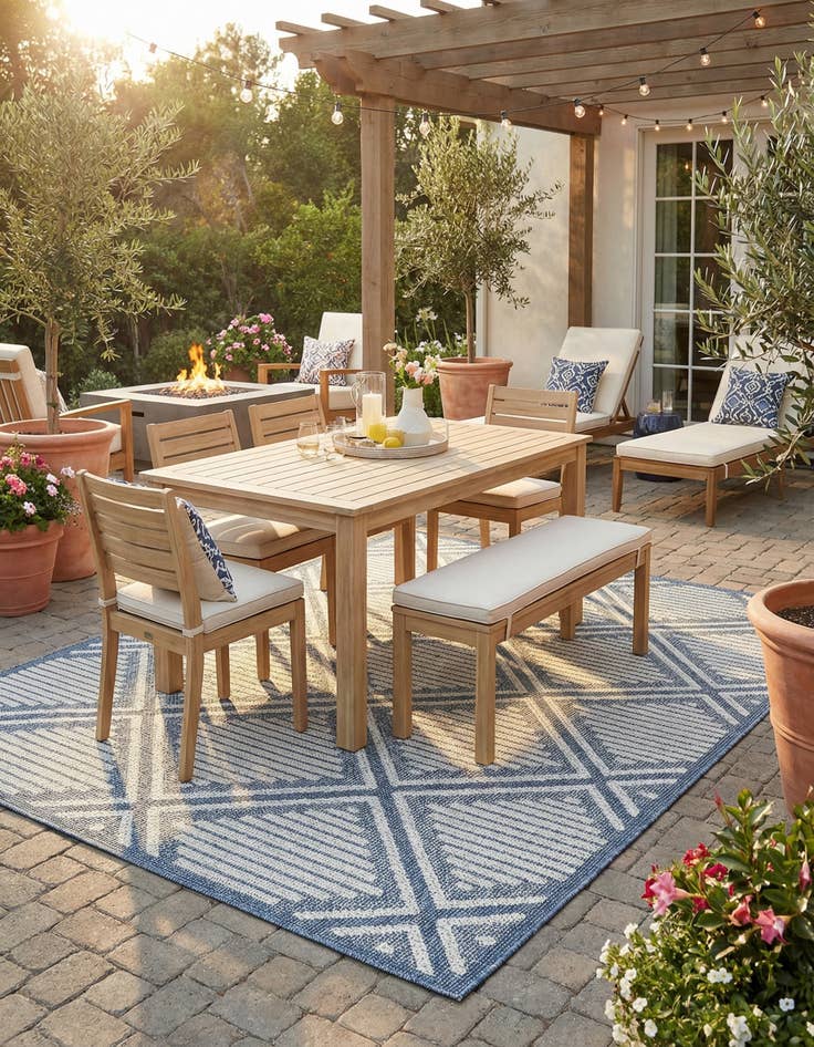 Detail image of  5' 3 x 8'  Washable Lattice Indoor / Outdoor Rug