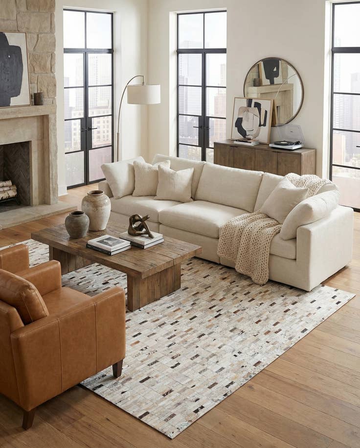 Detail image of 7' 11 x 9' 11 Cowhide Stocks Rug