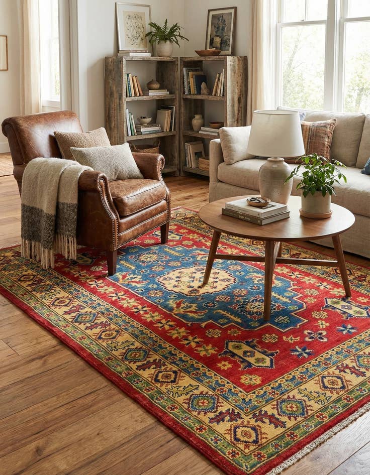 Detail image of 4' x 5' 7  Hand Knotted Kazak Rug