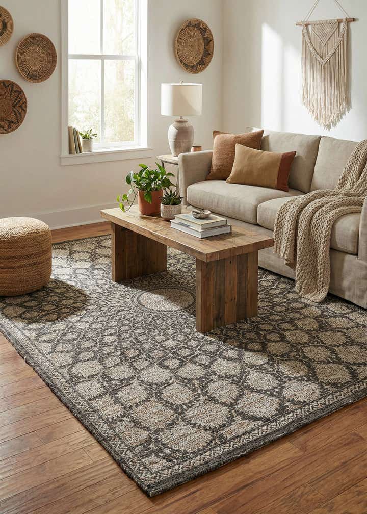 6' 1 x 9' Hand Woven Chenille Jute Rug