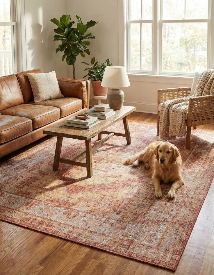 Detail image of  6' x 9'  Washable Traditional Indoor / Outdoor Rug