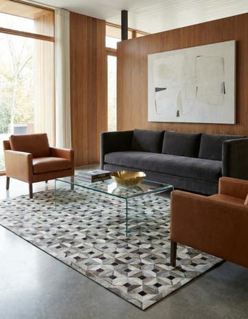5' 1 x 8' Cowhide Leather Rug