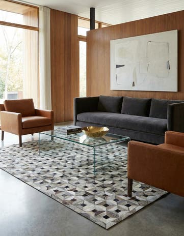 5' 1 x 8' Cowhide Leather Rug