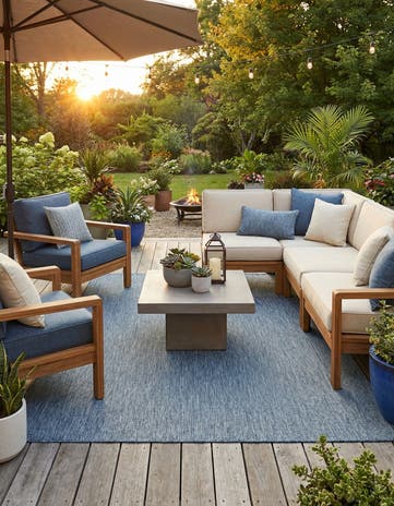 9' x 12' Easy-Clean Solid Indoor / Outdoor Rug