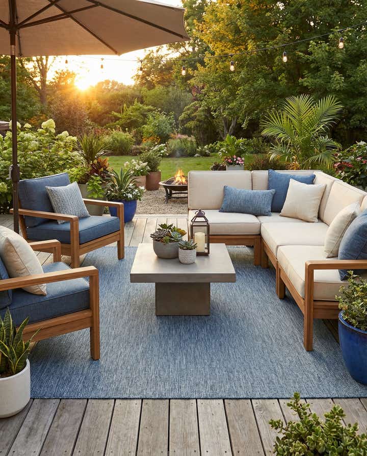 9' x 12' Easy-Clean Solid Indoor / Outdoor Rug