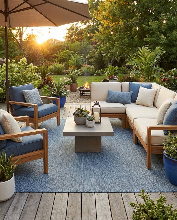 Detail image of 9' x 12' Easy-Clean Solid Indoor / Outdoor Rug