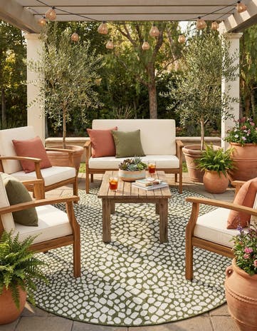 Green Easy-Clean Jill Zarin Cape Town Indoor / Outdoor Oval Rug