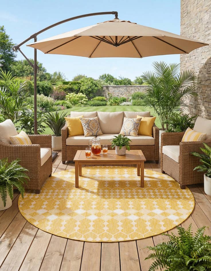 Detail image of 10' x 10'  Washable Trellis Indoor / Outdoor Round Rug