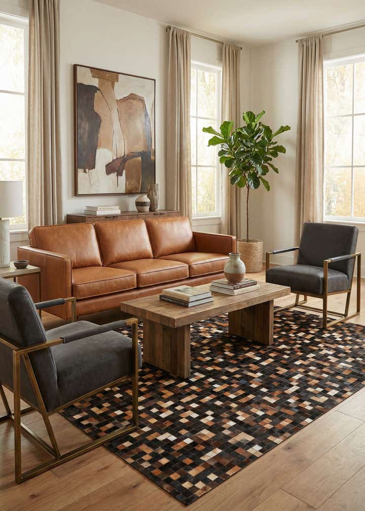 5' x 8' Cowhide Leather Rug