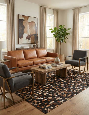 5' x 8' Cowhide Leather Rug