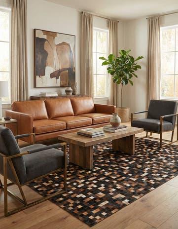 5' x 8' Cowhide Leather Rug