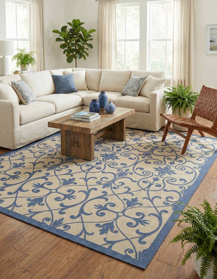 Detail image of 8' x 11' 4  Washable Botanical Indoor / Outdoor Rug