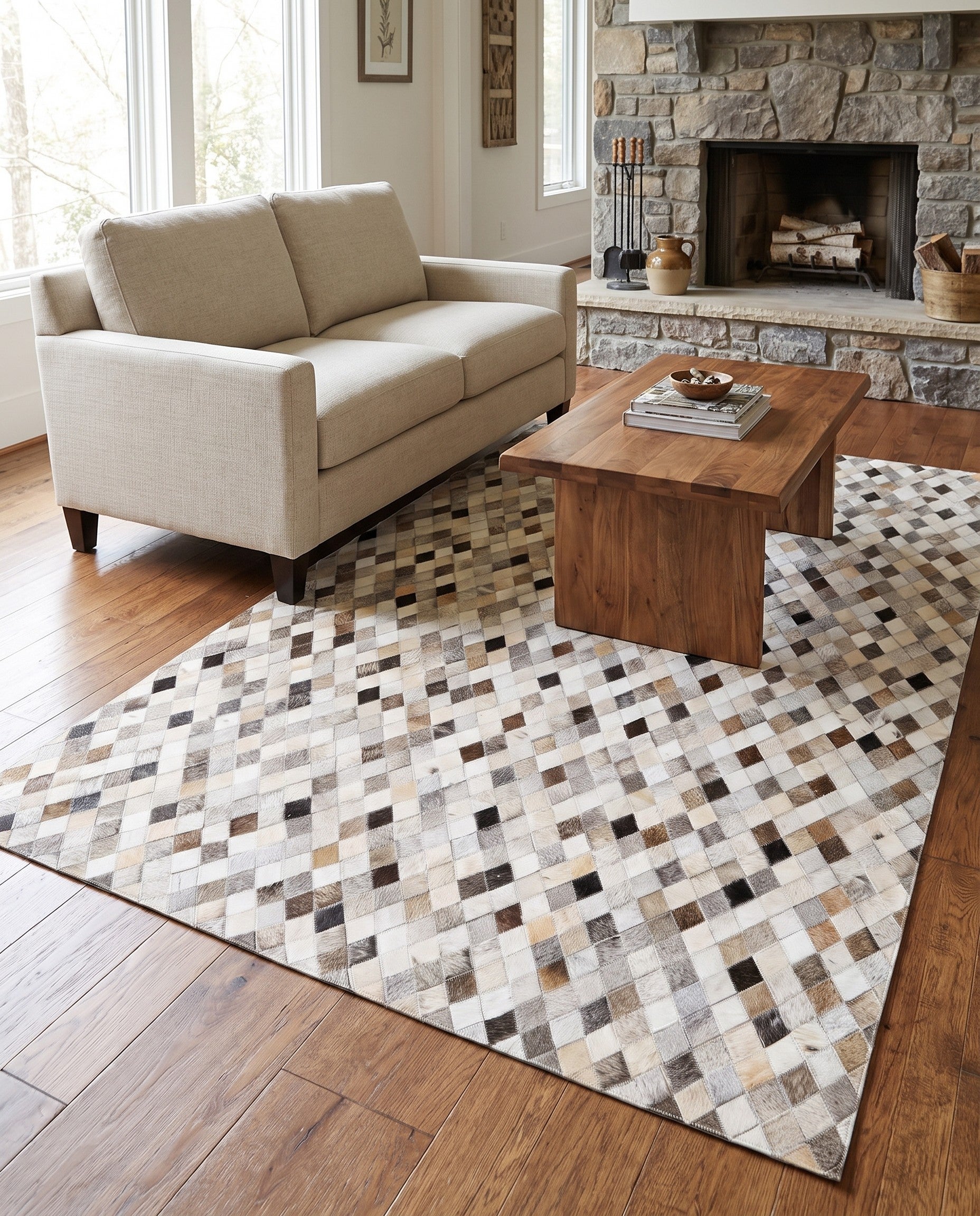 4' 7 x 6' 7 Cowhide Stocks Rug