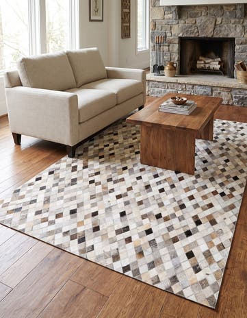 4' 7 x 6' 7 Cowhide Stocks Rug