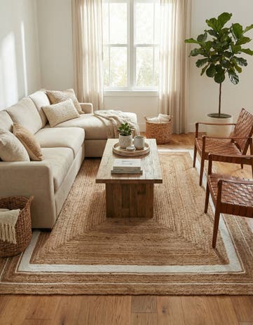 9' x 12' 2 Handmade Braided Jute Rug