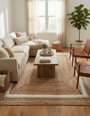9' x 12' 2 Handmade Braided Jute Rug