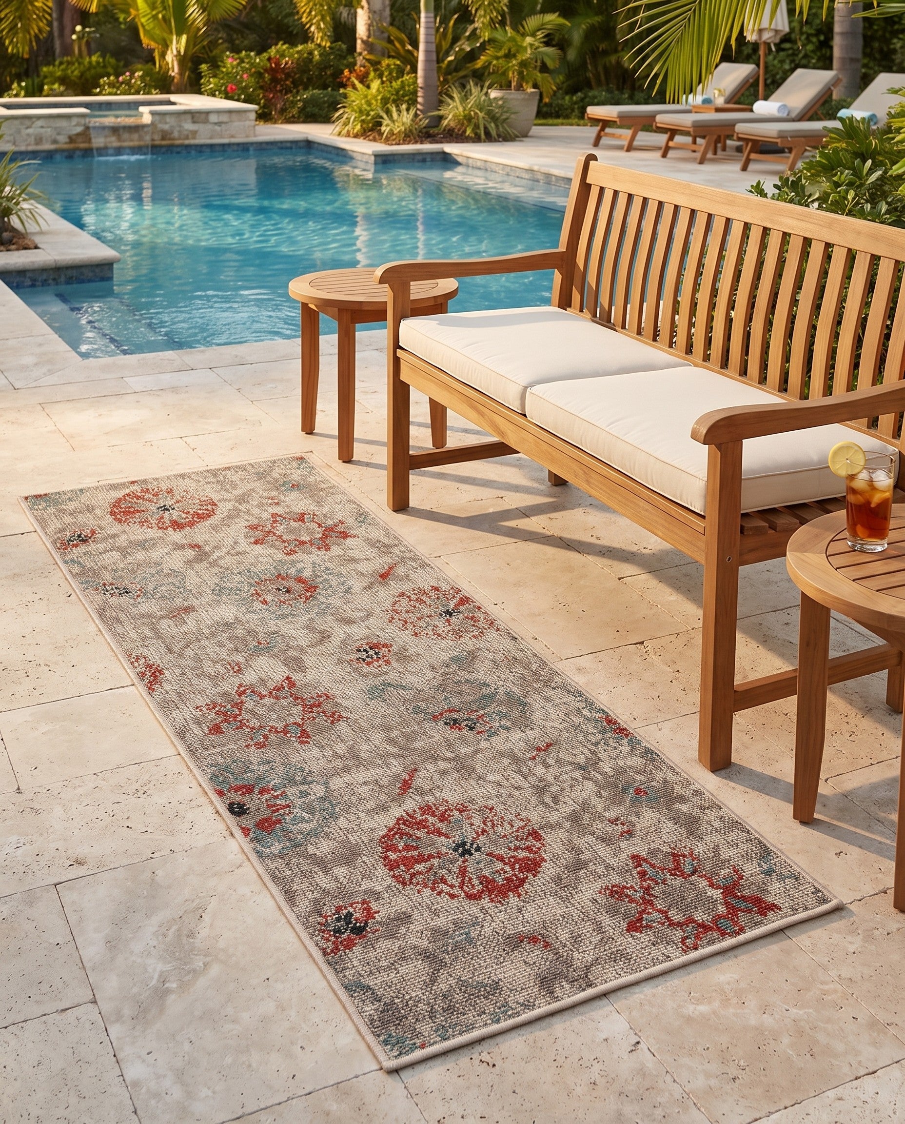 2' x 5' Easy-Clean Botanical Indoor / Outdoor Runner Rug