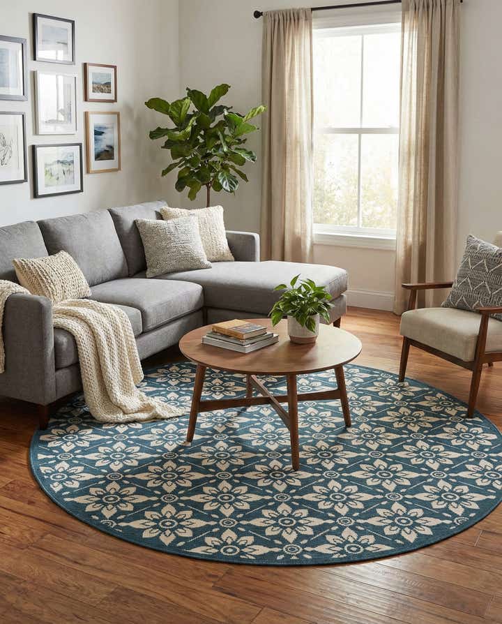 6' x 6' Easy-Clean Lattice Indoor / Outdoor Round Rug
