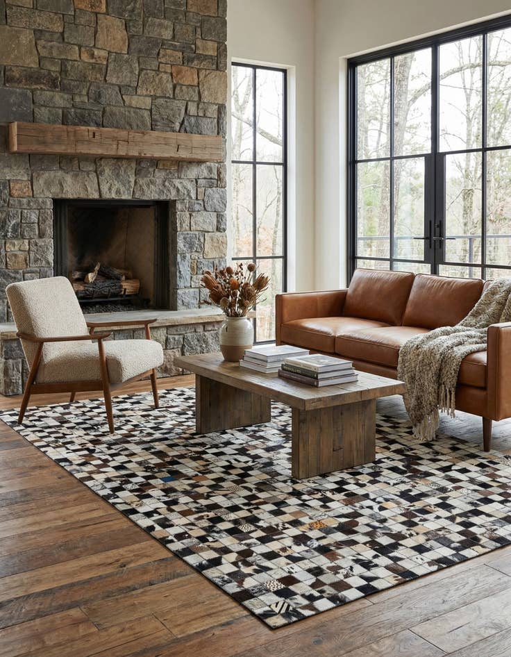 Detail image of 5' x 8' Cowhide Leather Rug