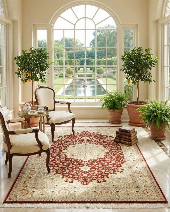 4' 6 x 6' 6 Ghom Silk Rug