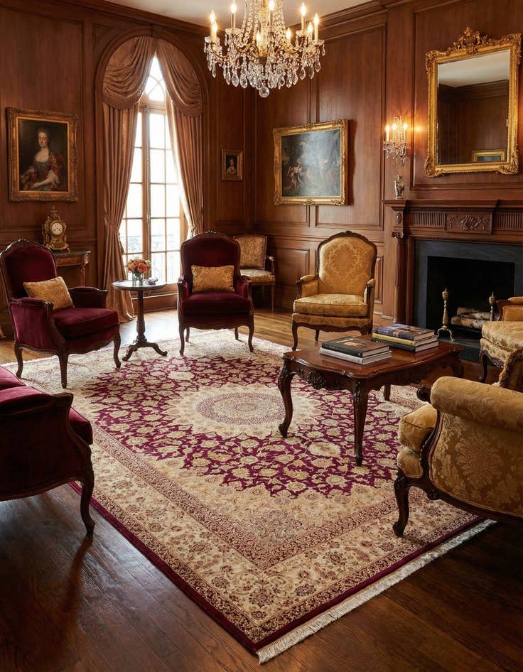 Detail image of 6' 4 x 9' 8 Ghom Silk Rug