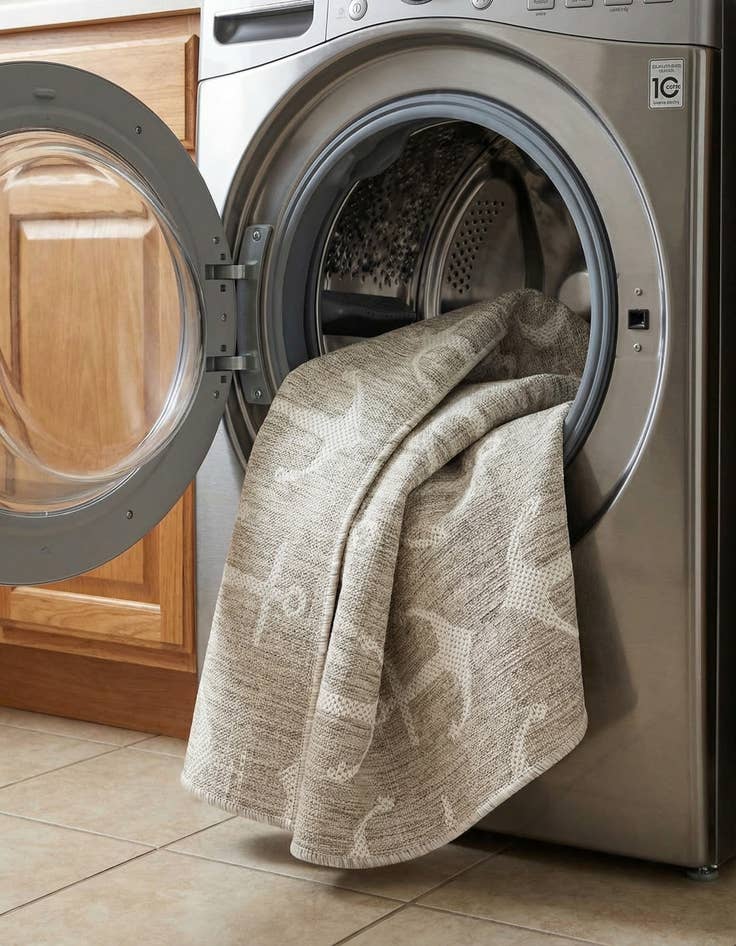 Detail image of 4' x 4'  Washable Coastal Indoor / Outdoor Round Rug