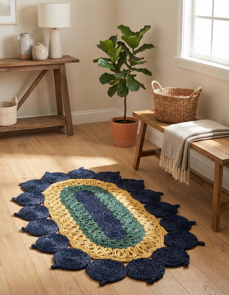 Detail image of  2' x 3' 1  Hand Braided Jute Oval Rug