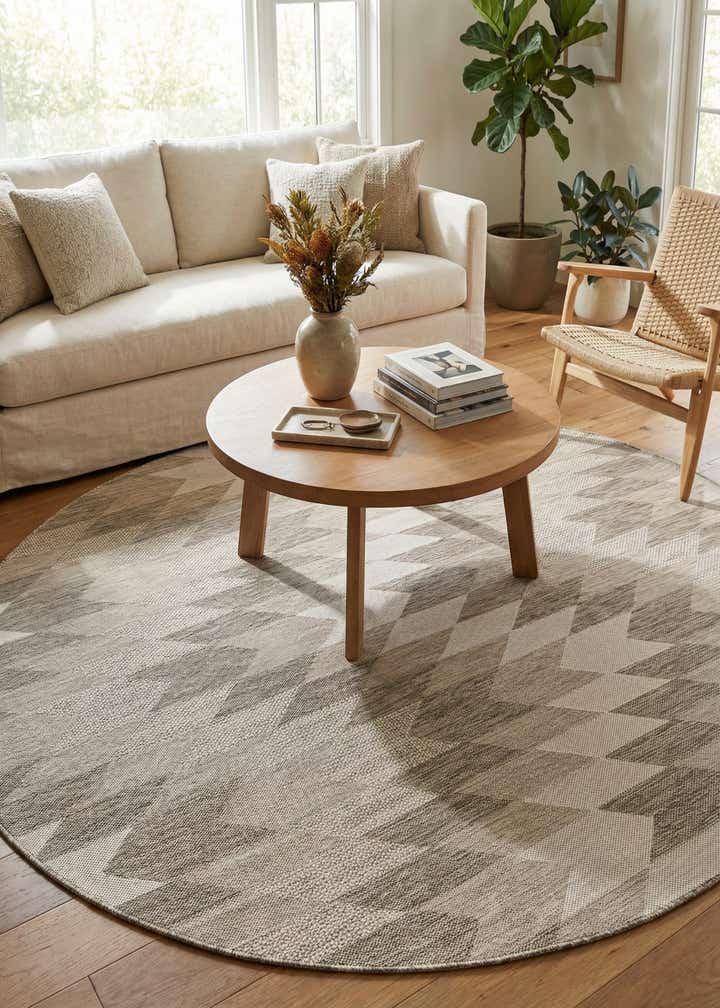 7' 10 x 7' 10 Easy-Clean Modern Indoor / Outdoor Round Rug