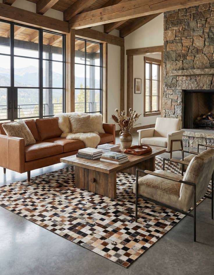 Detail image of 5' x 7' 11 Cowhide - Patchwork Rug