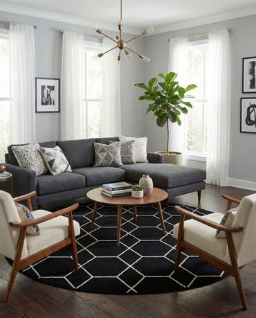  10' x 10' Lattice Frieze Round Rug