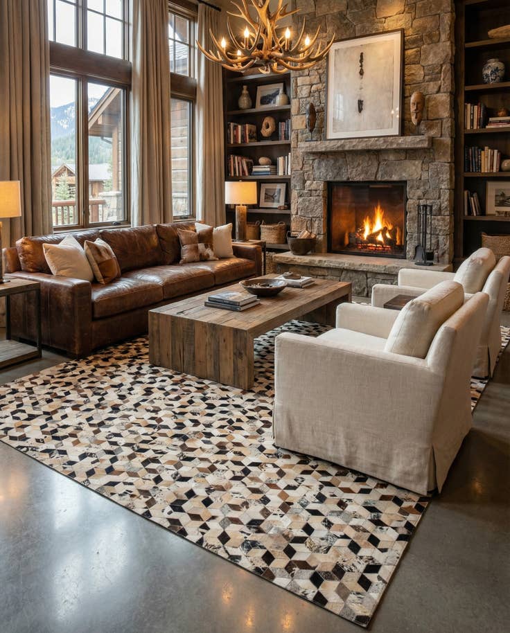 Detail image of 8' x 9' 11 Cowhide - Patchwork Rug