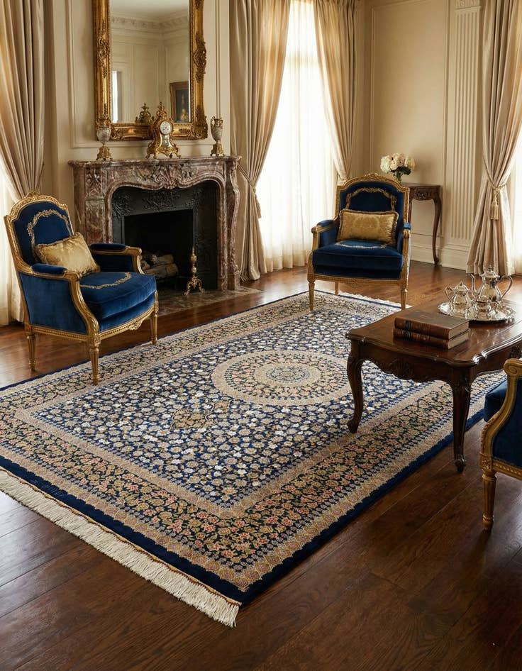 Detail image of 4' 4 x 6' 4 Ghom Silk Rug