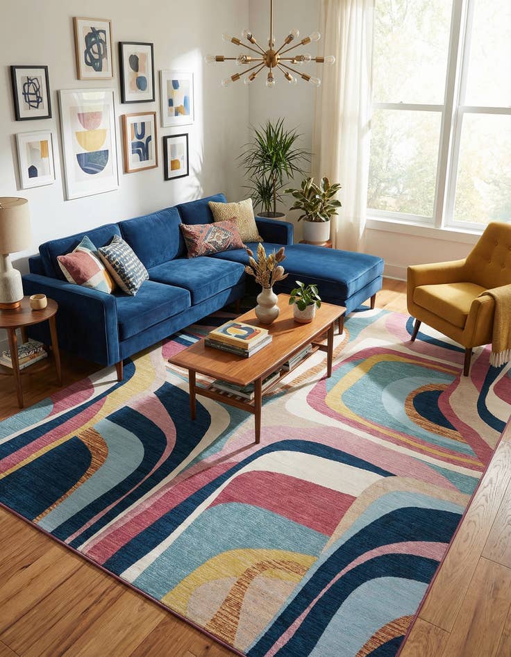 Detail image of 10' x 14'  Washable Modern Indoor / Outdoor Rug